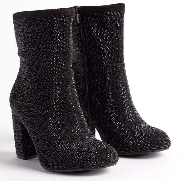TORRID Stretch Embellished Black BOOTIES Size: 10WW - Picture 1 of 8